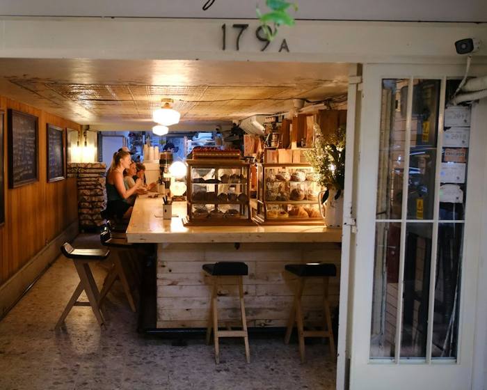 Bakery storefront with a chalkboard menu